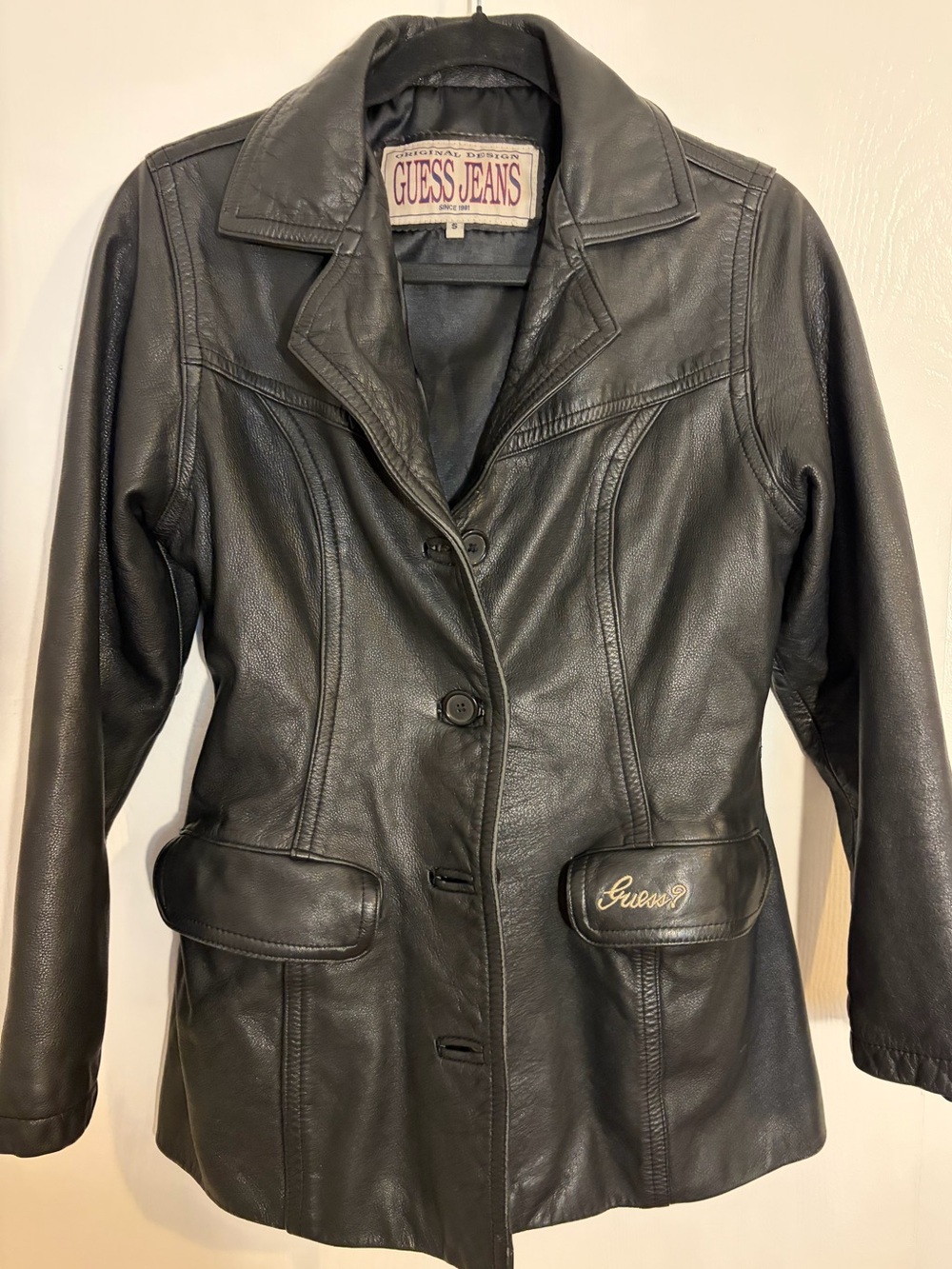 Guess Black Leather Button-Front Jacket - Picture 5 of 5